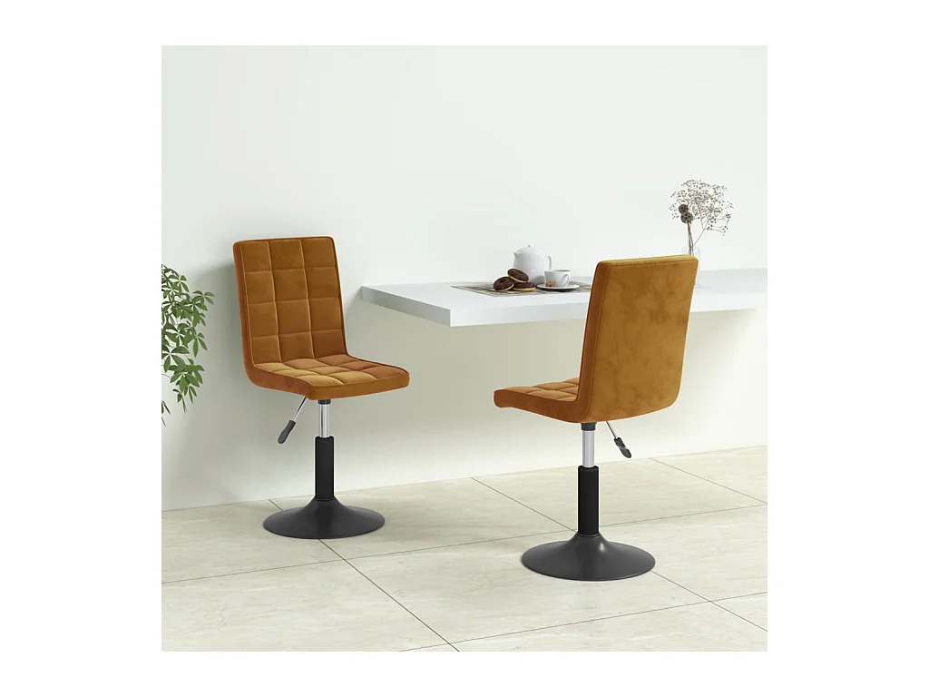 Chaises pivotantes à manger lot de 2 marron velours