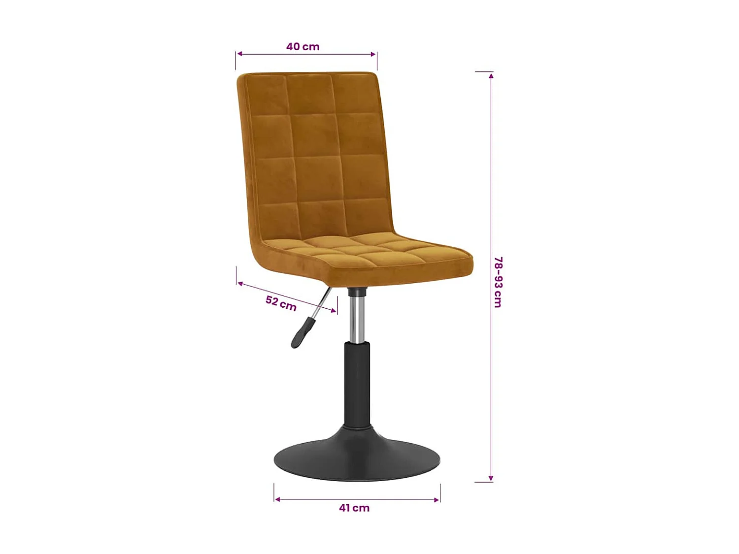 Chaises pivotantes à manger lot de 2 marron velours