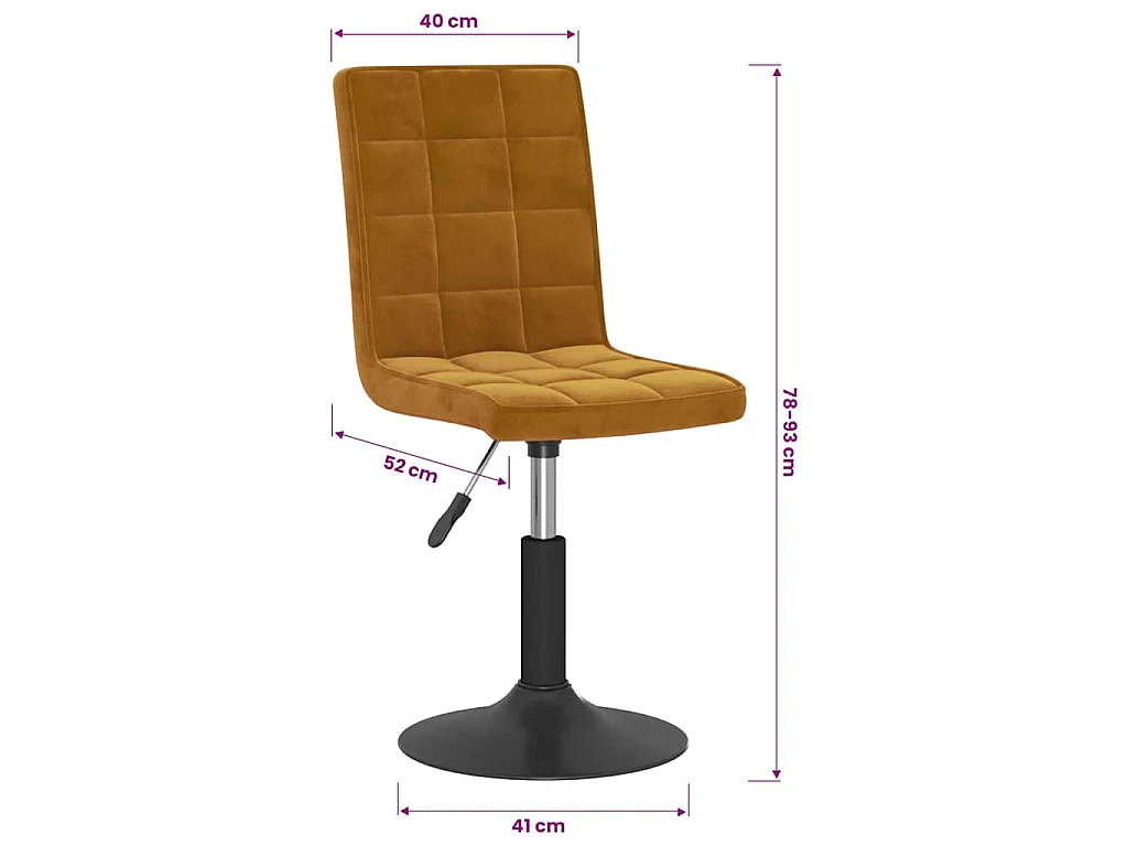 Chaises pivotantes à manger lot de 2 marron velours