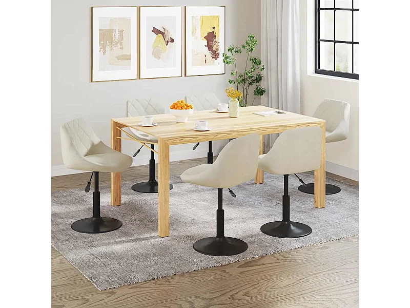 Esszimmerstühle 6 Stk. Drehbar Creme Samt