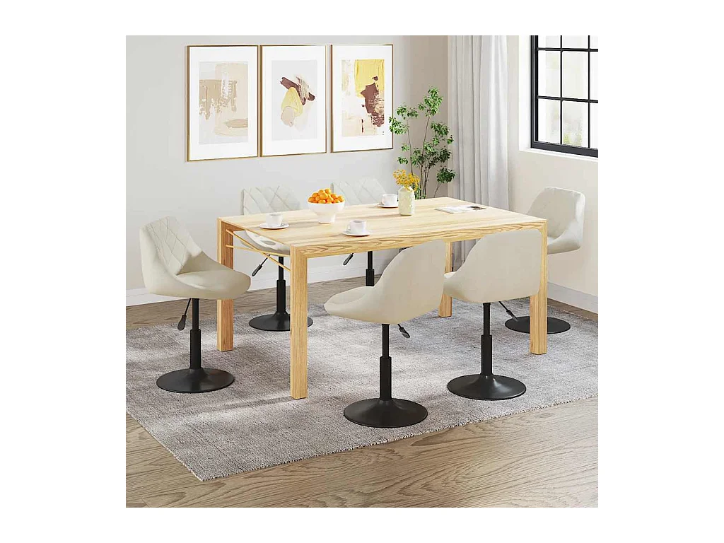 Chaises pivotantes à manger lot de 6 crème velours