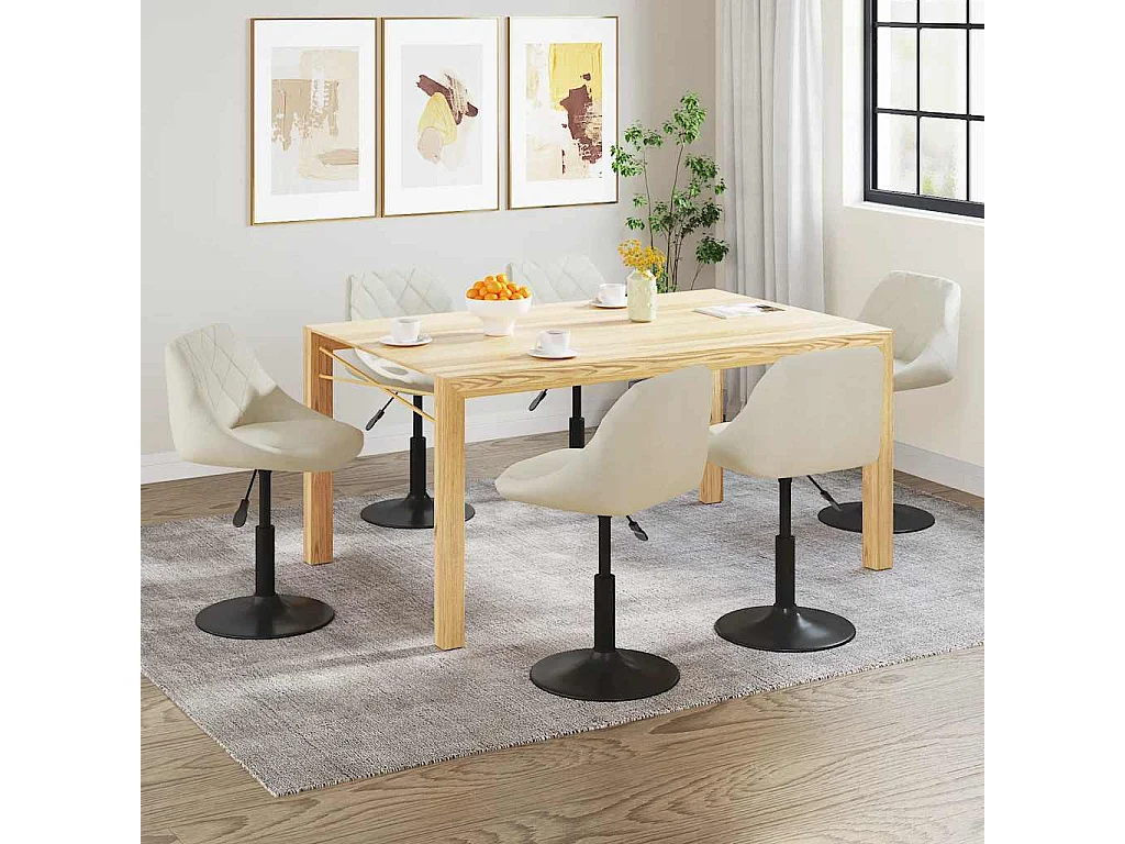 Esszimmerstühle 6 Stk. Drehbar Creme Samt