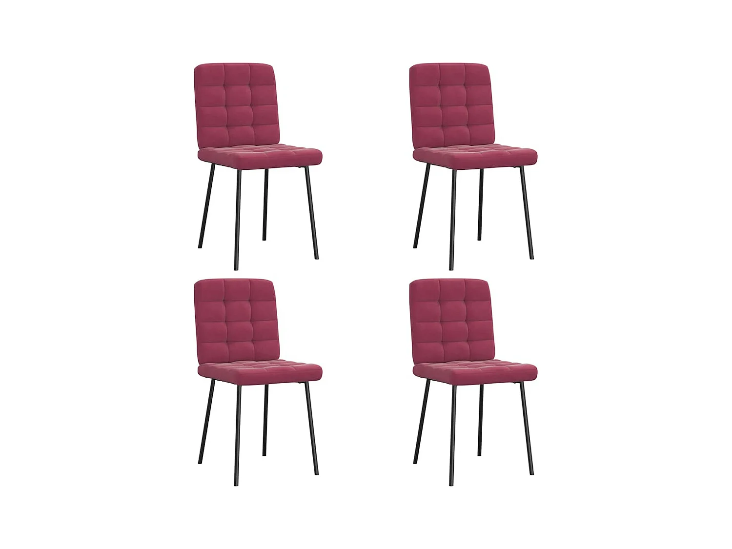 Eetkamerstoelen 4 st fluweel wijnrood