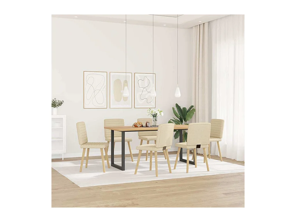 Chaises à manger lot de 6 crème tissu