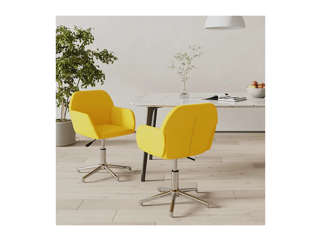 Sedie da Pranzo Girevoli 2 pz Giallo Senape in Tessuto