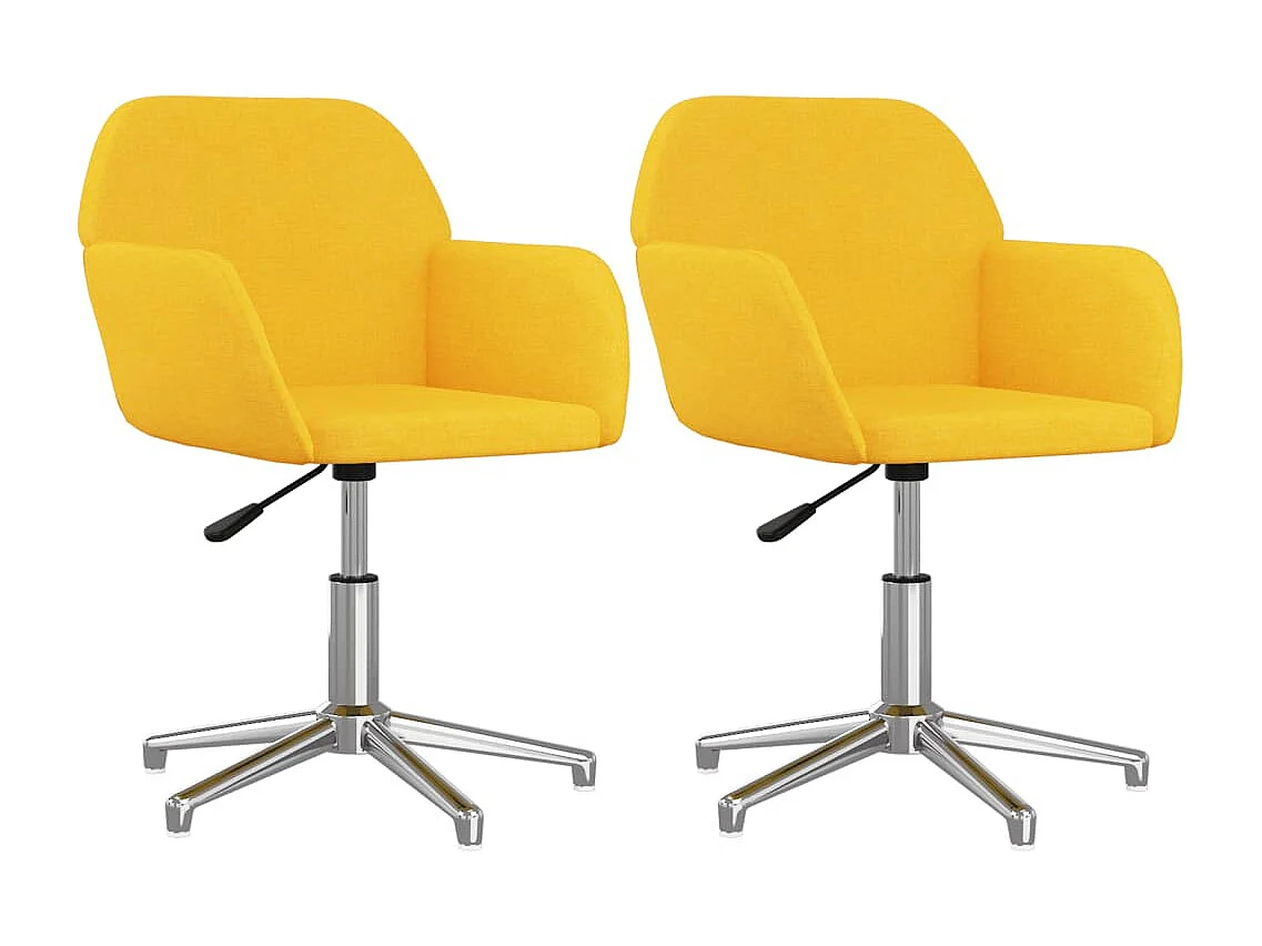 Cadeiras de jantar giratórias 2 pcs tecido amarelo mostarda