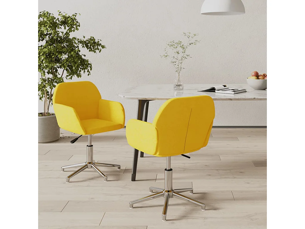 Cadeiras de jantar giratórias 2 pcs tecido amarelo mostarda