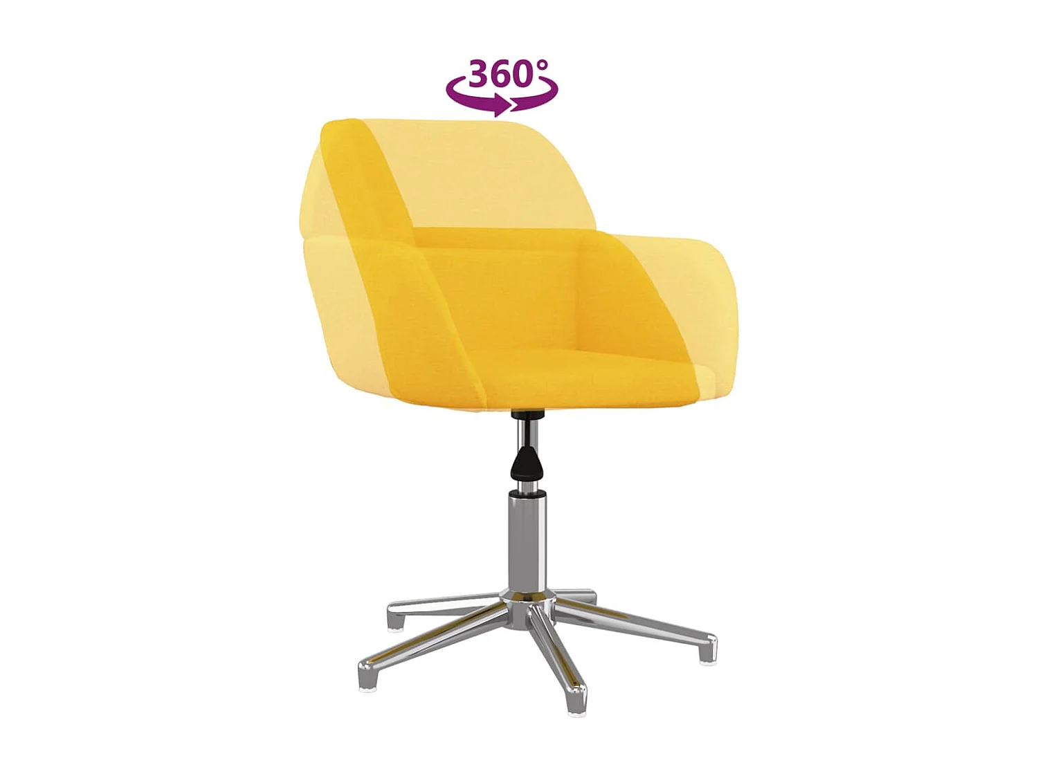 Cadeiras de jantar giratórias 2 pcs tecido amarelo mostarda