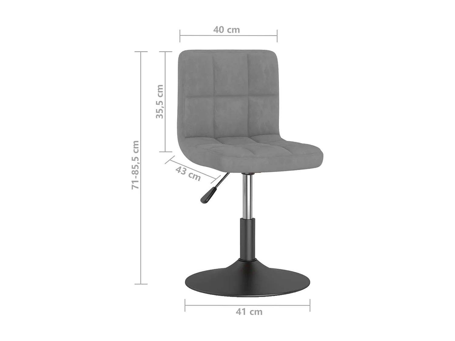 Chaises pivotantes à manger lot de 4 gris foncé velours