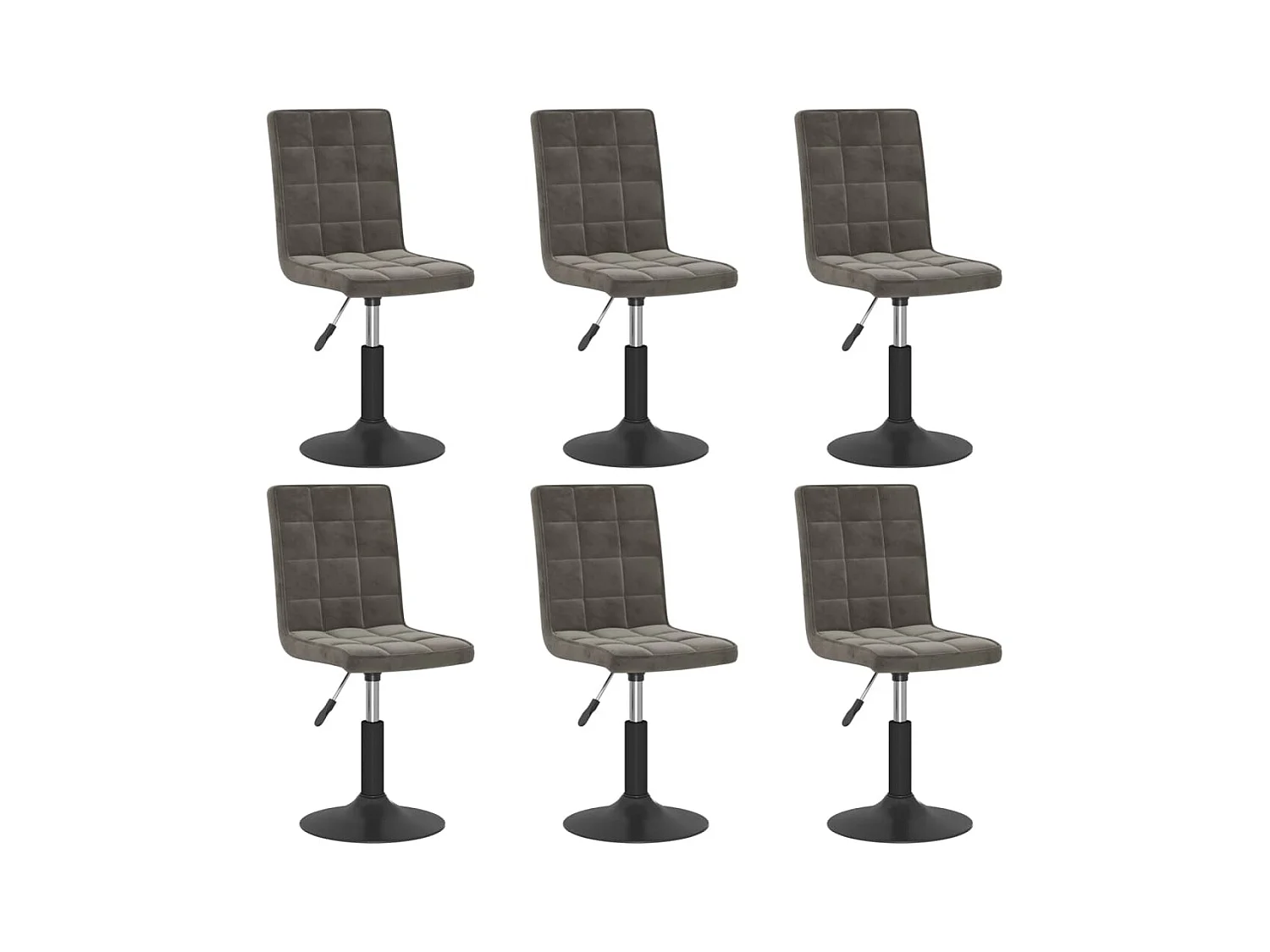 Chaises pivotantes à manger lot de 6 gris foncé velours
