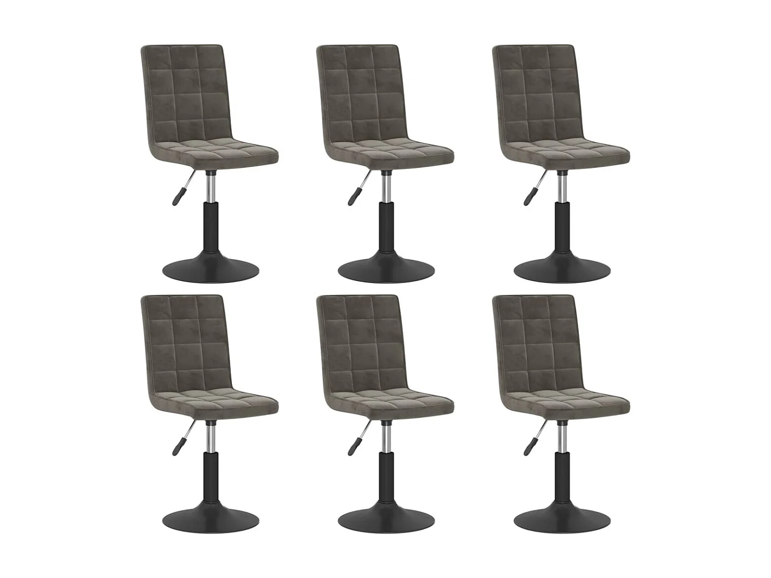 Chaises pivotantes à manger lot de 6 gris foncé velours