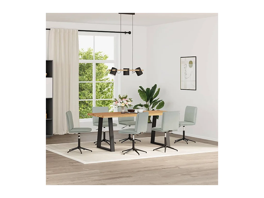 Chaises à manger lot de 6 gris clair velours