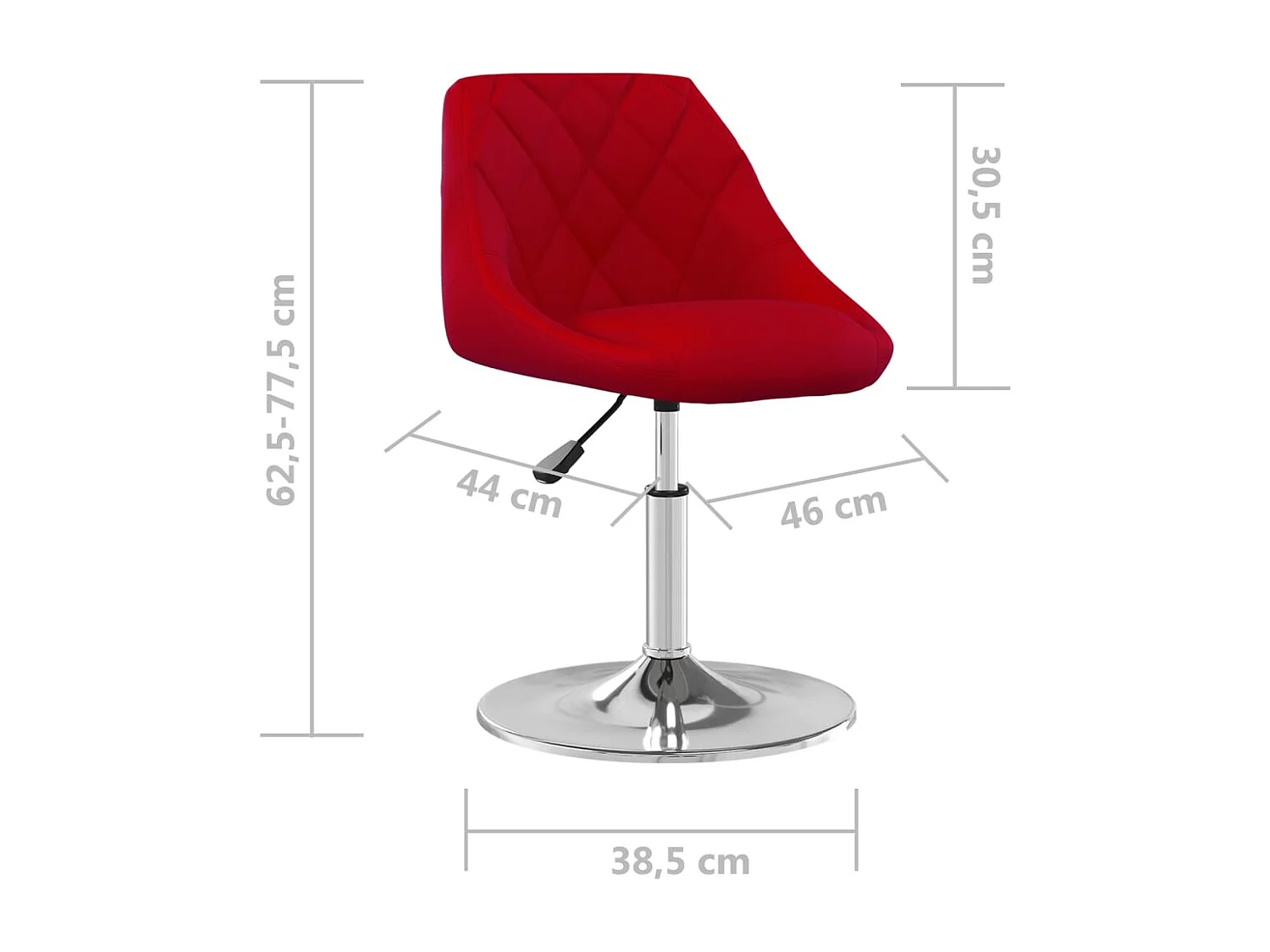 Chaises pivotantes à manger lot de 2 Rouge bordeaux Velours