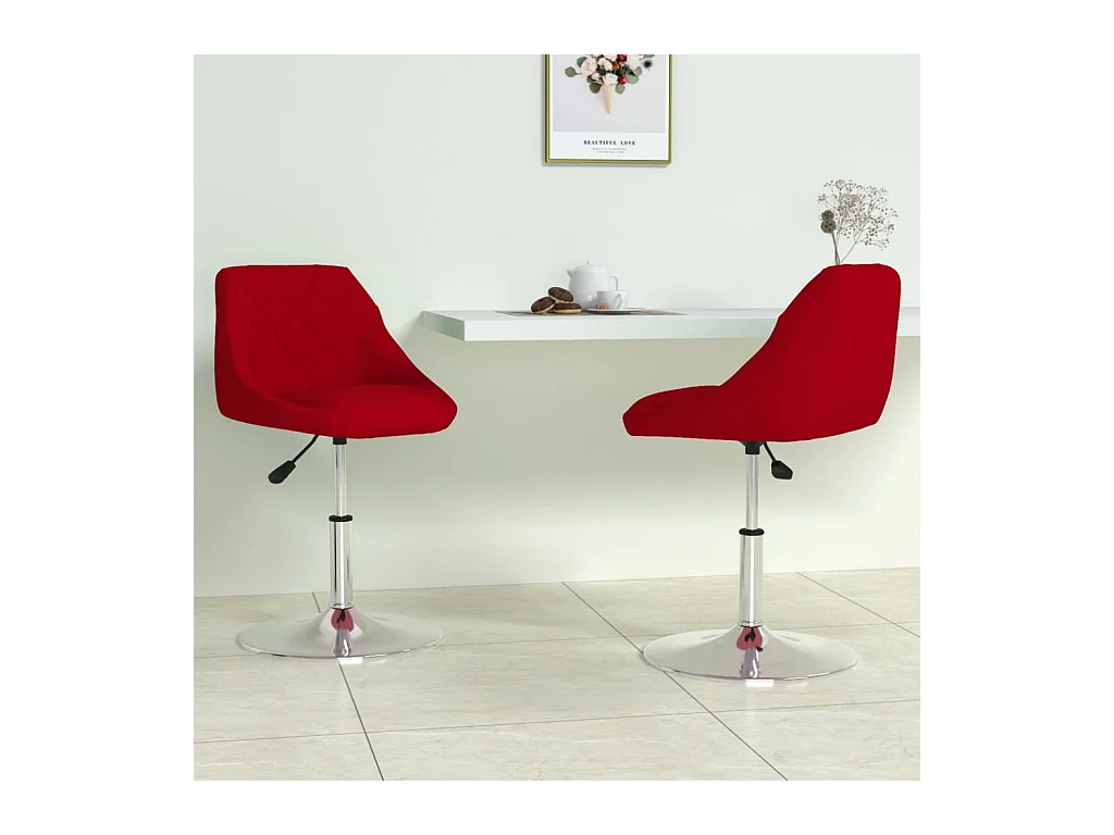 Chaises pivotantes à manger lot de 2 Rouge bordeaux Velours