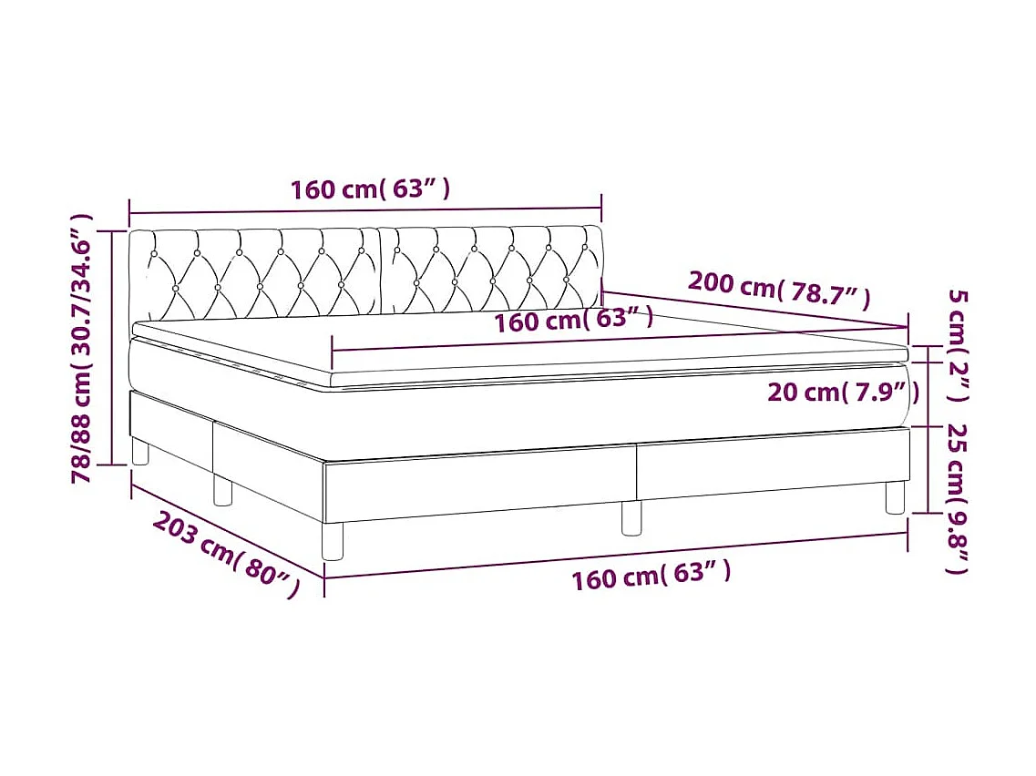 Sommier à lattes de lit et matelas Vert foncé 160x200cm Velours