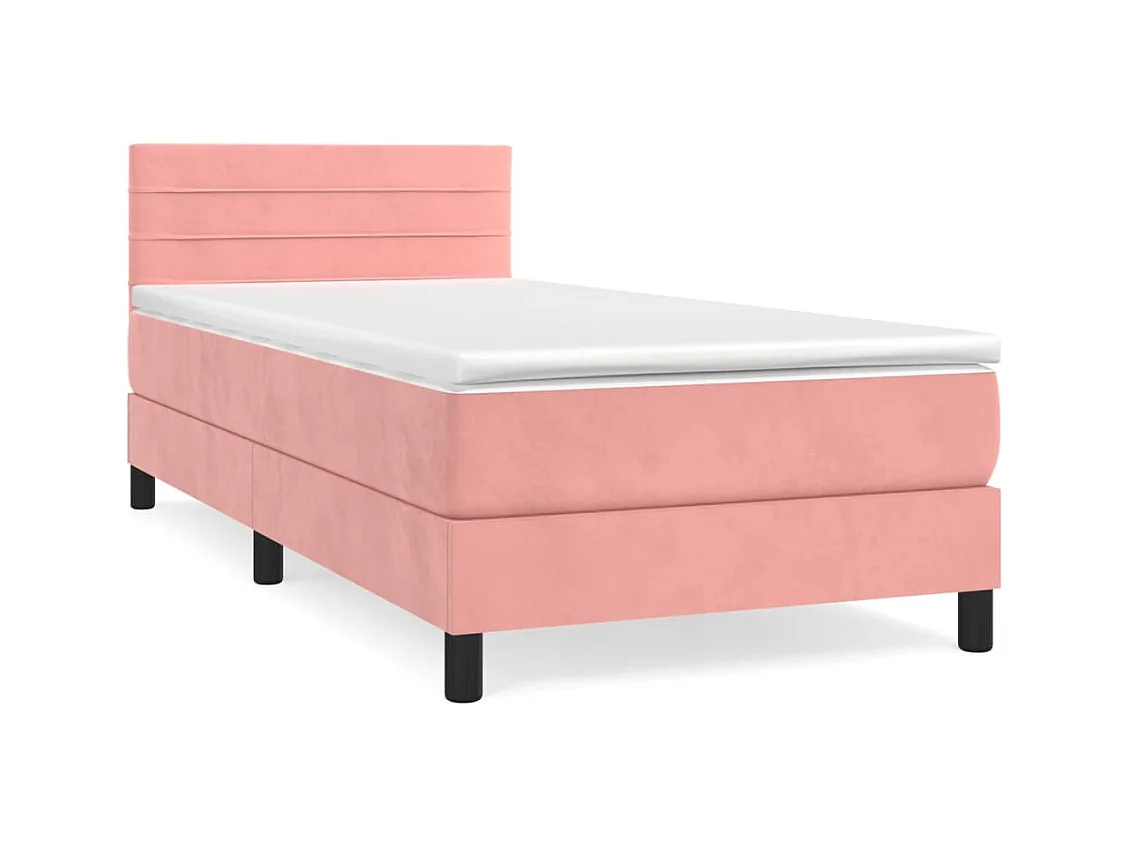 Giroletto a Molle con Materasso Rosa 90x200 cm in Velluto