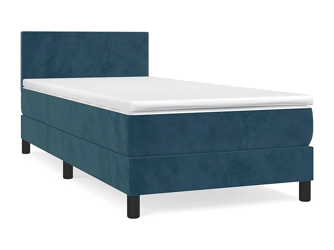 Cama com molas/colchão 80x200 cm veludo azul-escuro