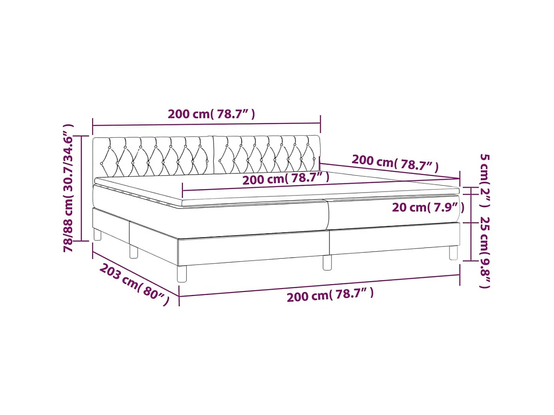 Boxspringbett mit Matratze Dunkelblau 200x200 cm Samt