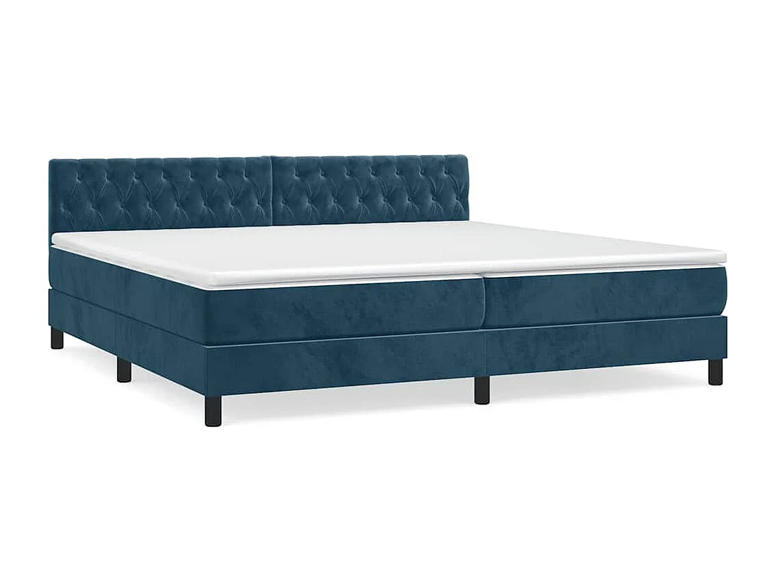 Boxspring met matras fluweel donkerblauw 200x200 cm