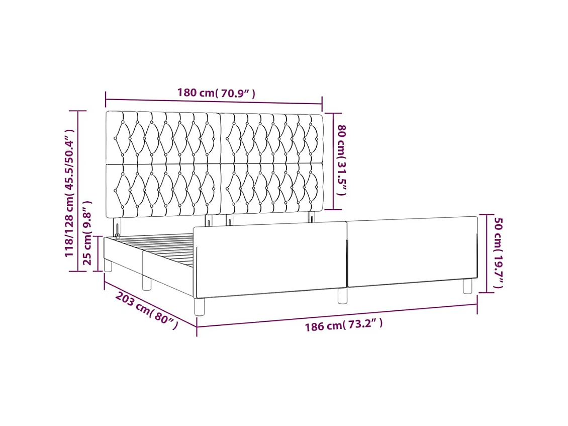 Bettgestell mit Kopfteil Dunkelblau 180x200 cm Samt