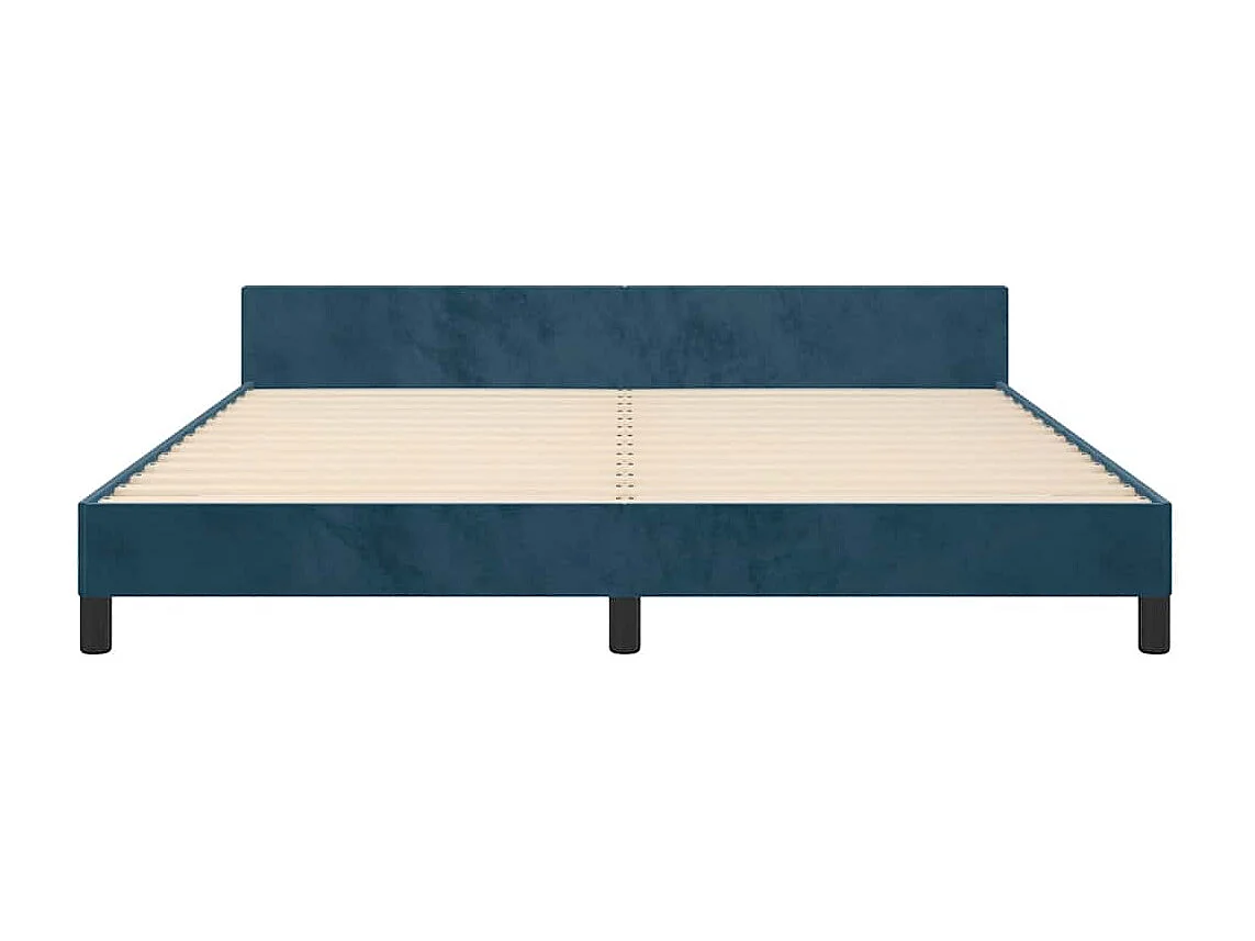 Cadre de lit sans matelas bleu foncé velours
