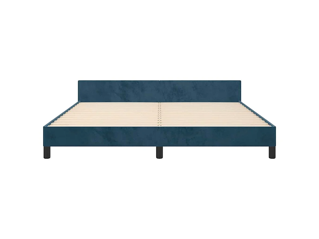 Cadre de lit sans matelas bleu foncé velours