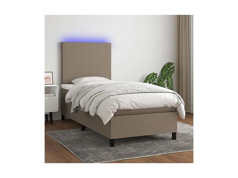 Boxspringbett mit Matratze & LED Taupe 90x200 cm Stoff