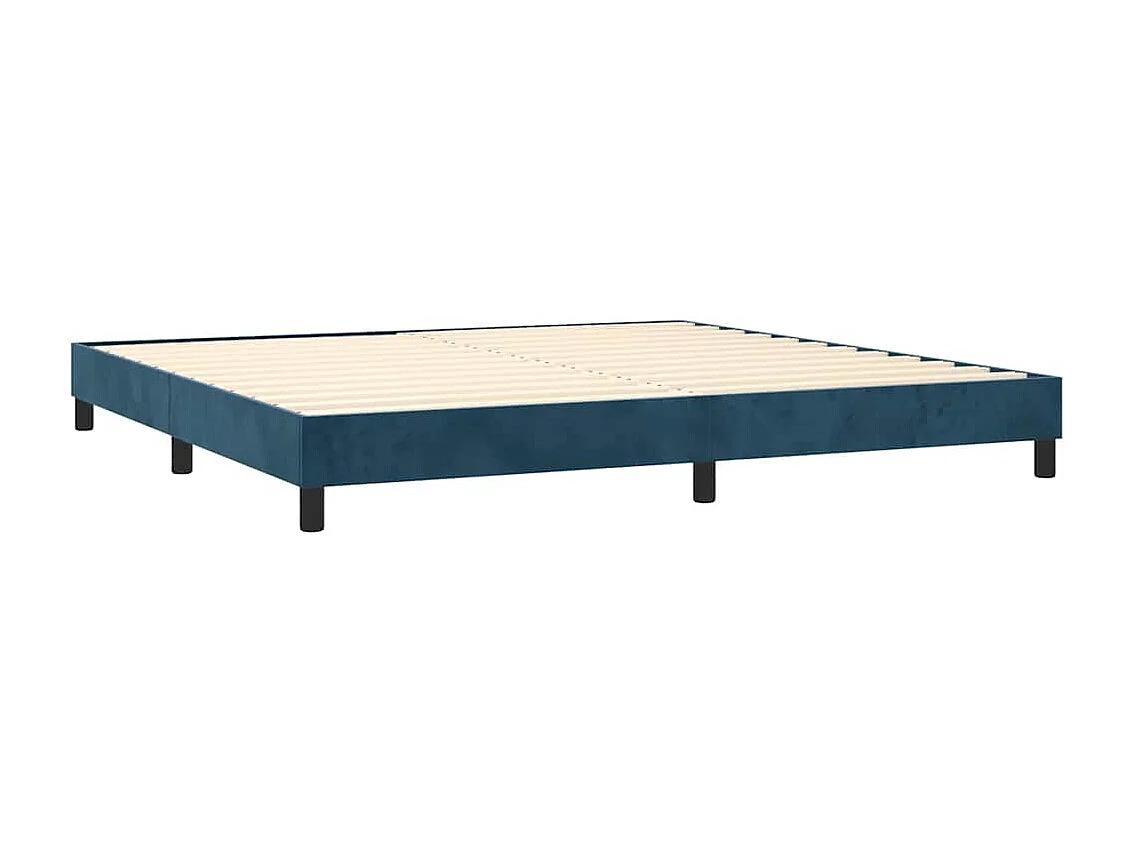 Giroletto a Molle con Materasso Blu Scuro 200x200 cm in Velluto
