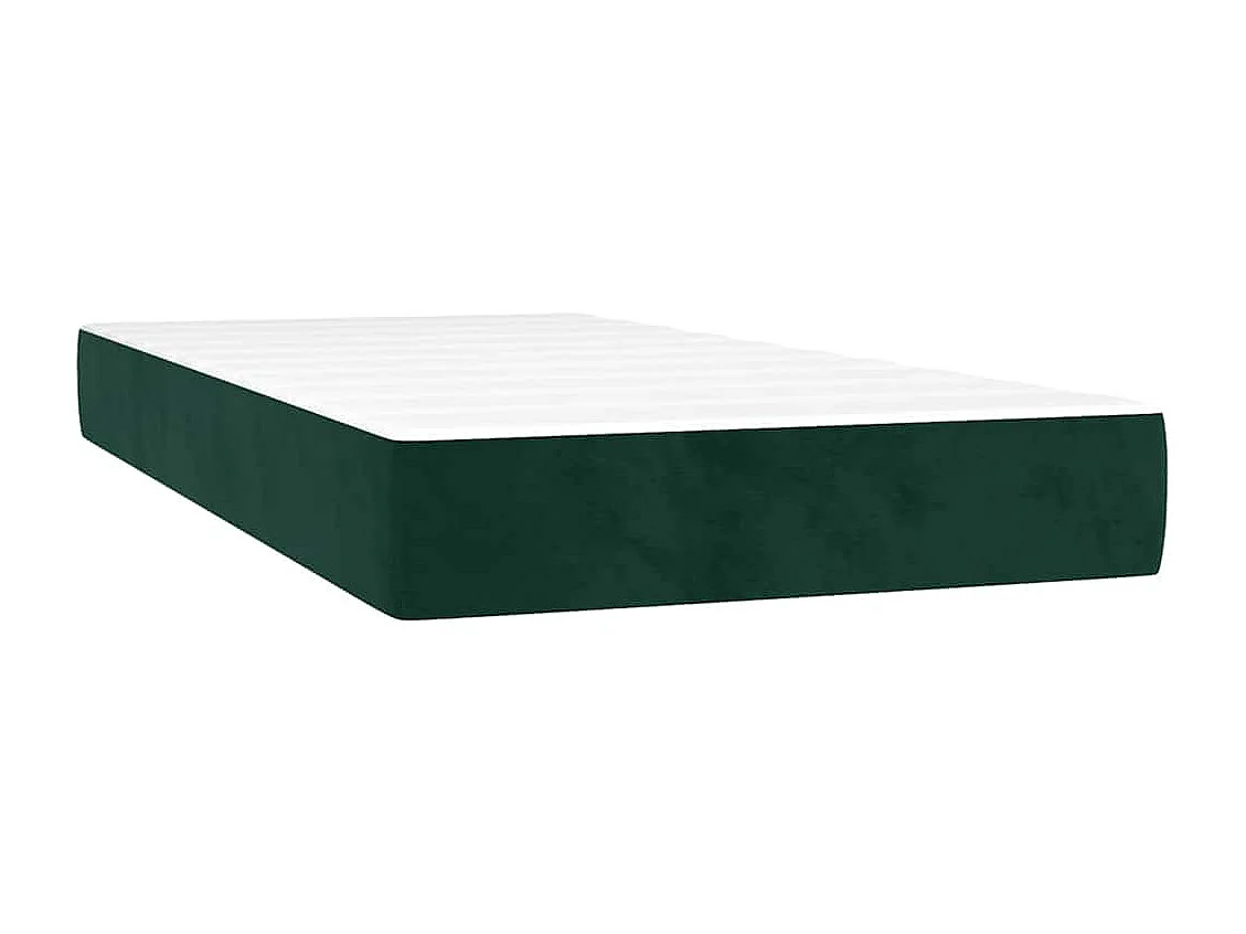 Cama box spring con colchón terciopelo verde oscuro 90x200 cm