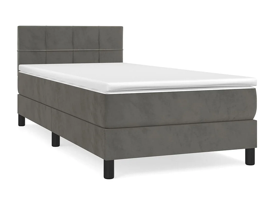 Boxspringbett mit Matratze Dunkelgrau 90x190 cm Samt