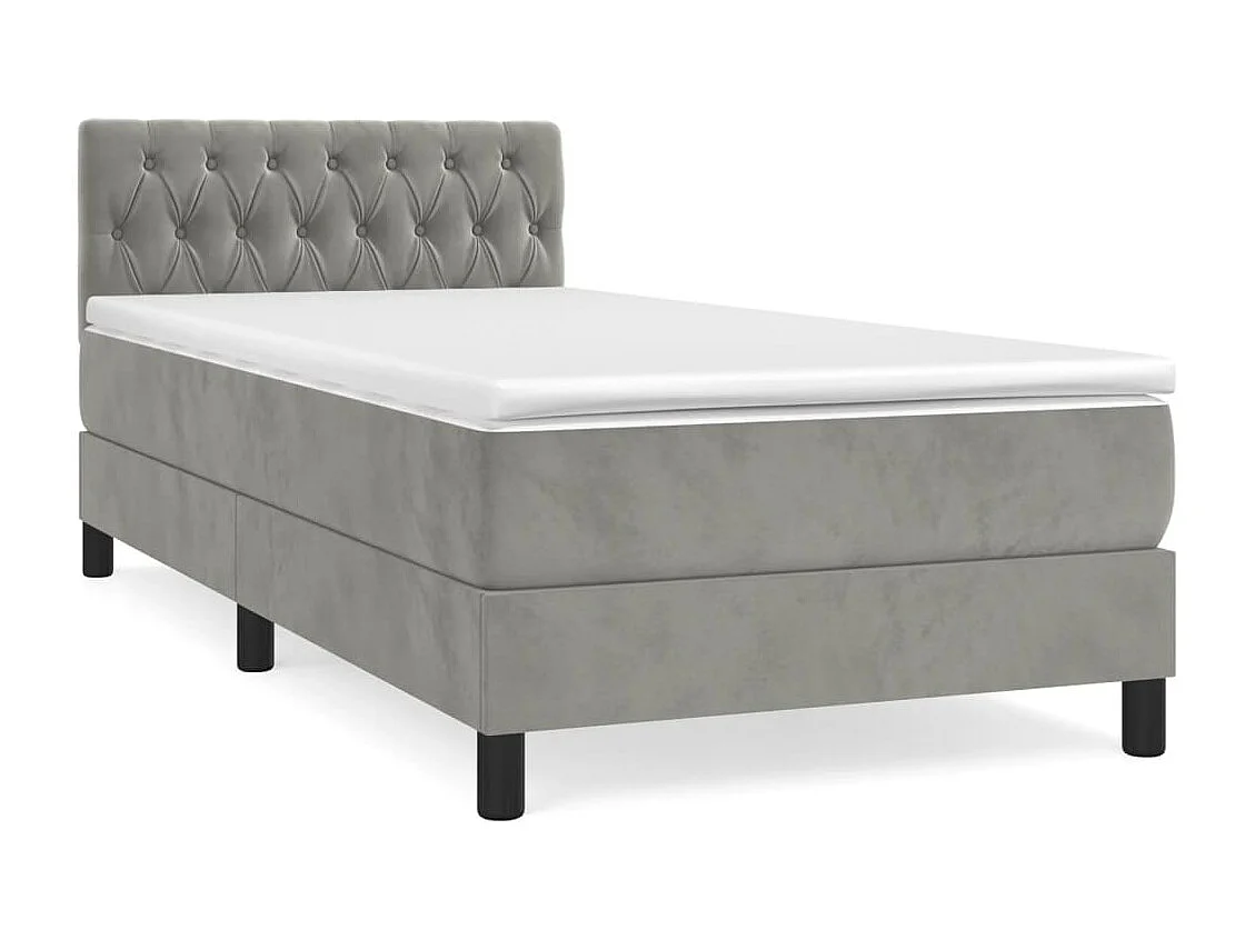 Sommier à lattes de lit et matelas Gris clair 90x200 cm Velours