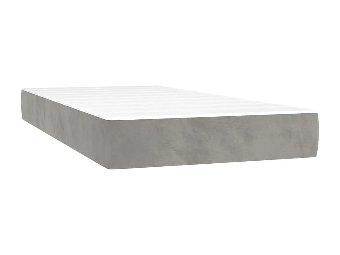 Sommier à lattes de lit et matelas Gris clair 90x200 cm Velours