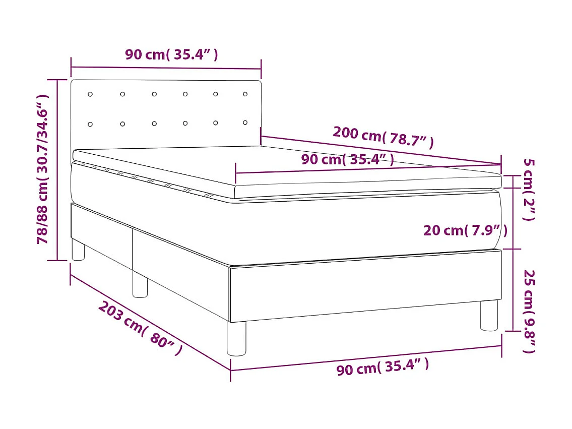 Boxspringbett mit Matratze Rosa 90x200 cm Samt