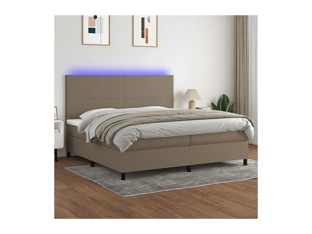 Boxspringbett mit Matratze & LED Taupe 200x200 cm Stoff