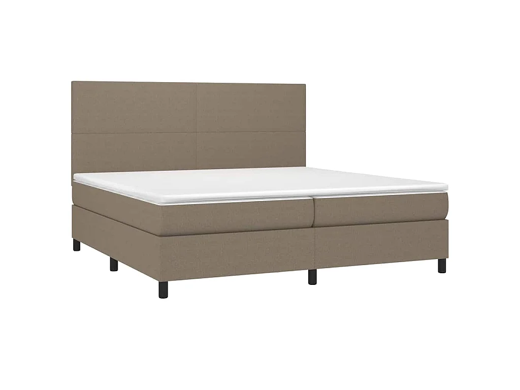 Cama box spring colchão/LED 200x200cm tecido cinza-acastanhado