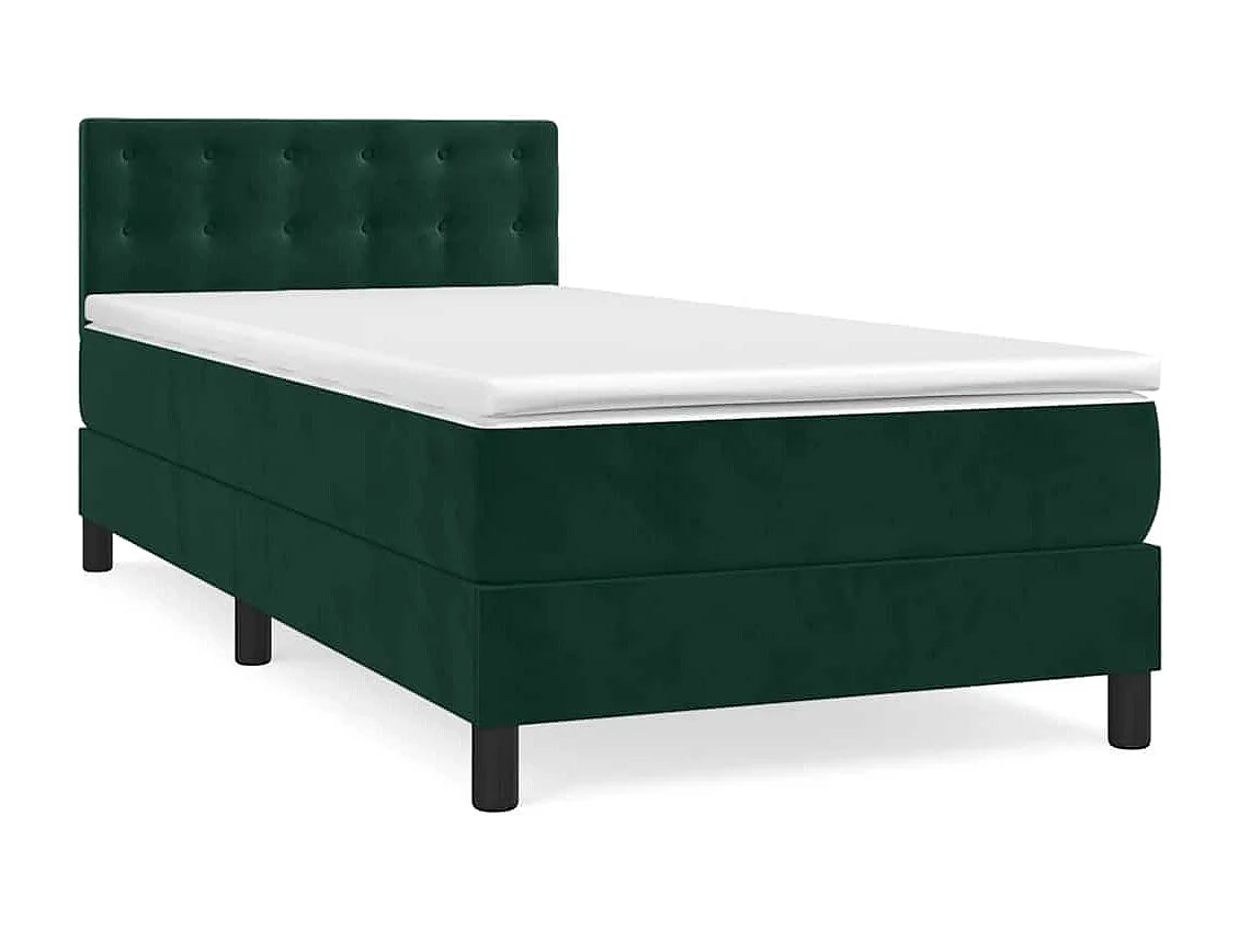 Boxspringbett mit Matratze Dunkelgrün 90x190 cm Samt