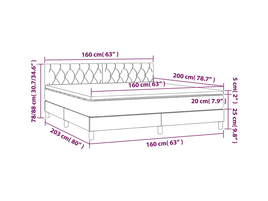 Boxspringbett mit Matratze Rosa 160x200 cm Samt