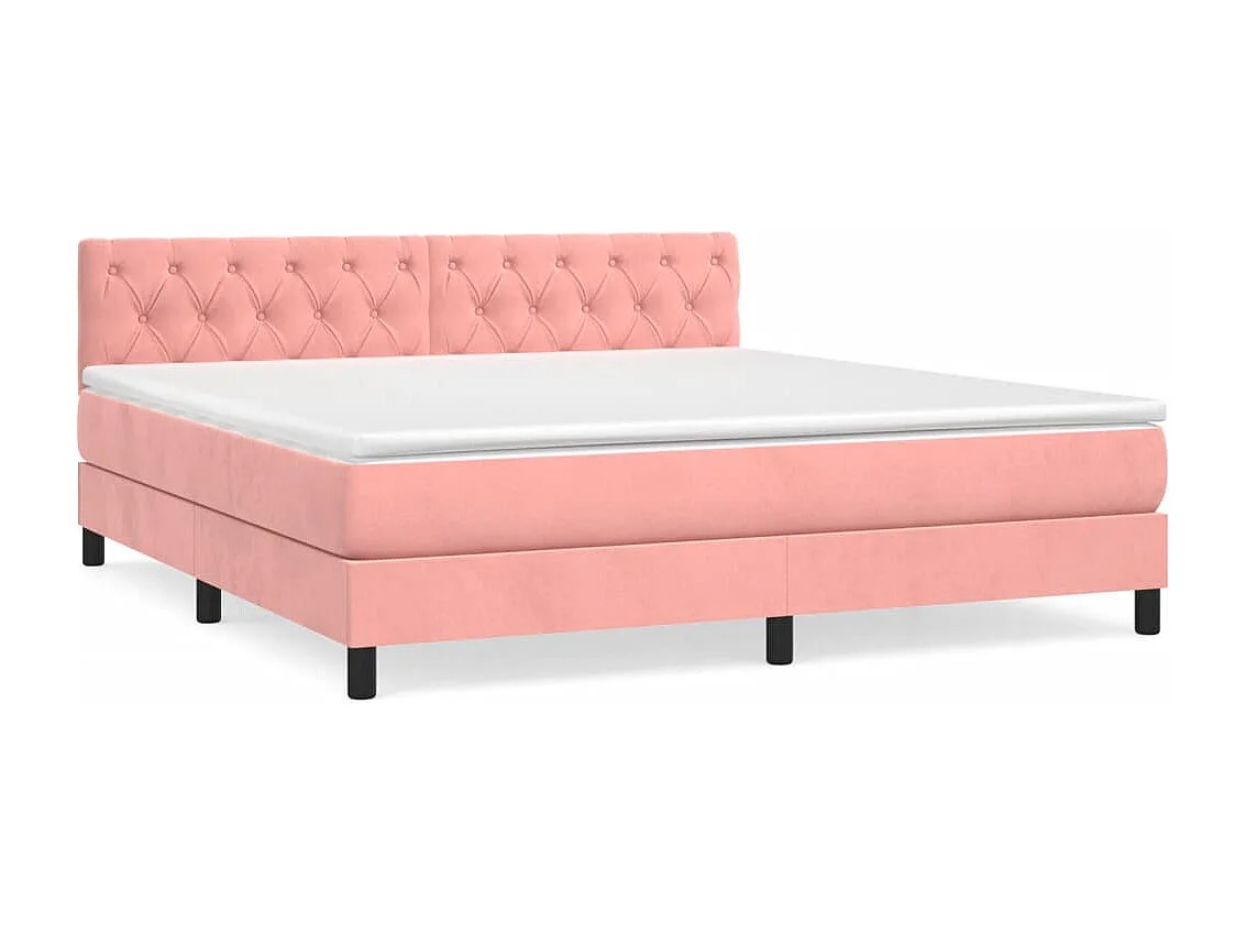 Boxspring met matras fluweel roze 160x200 cm