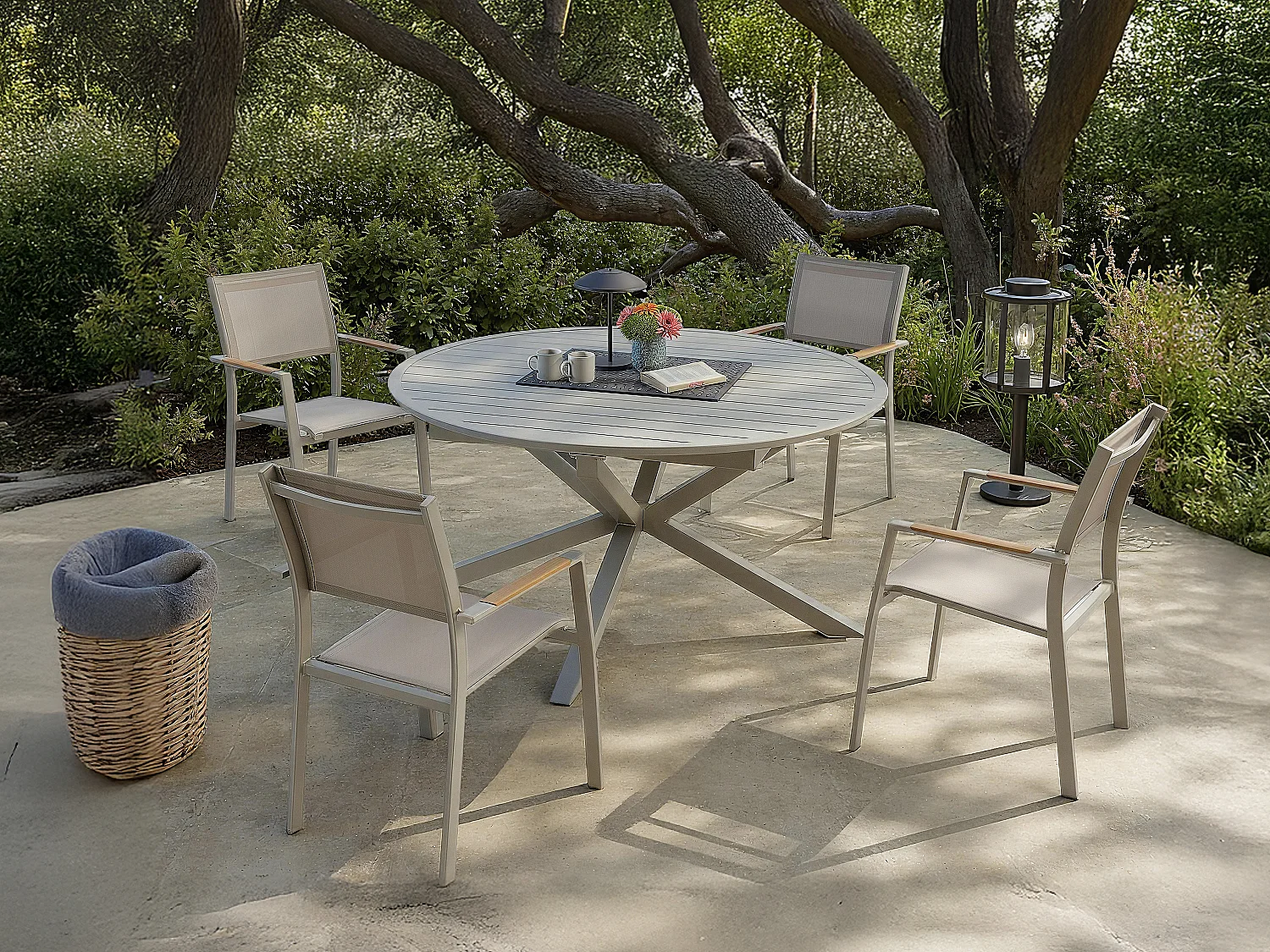 Tavolo da giardino tondo allungabile in alluminio L.150/200 cm Talpa - YOHA di MYLIA