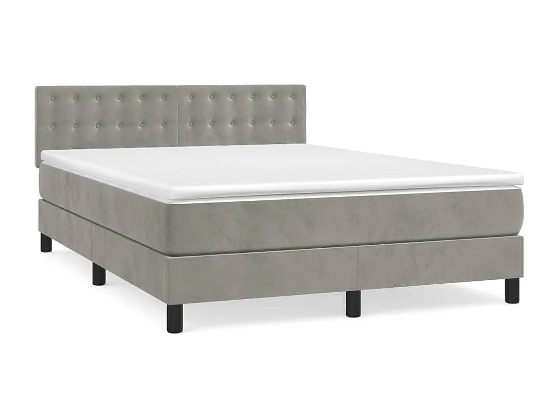 Sommier à lattes de lit et matelas Gris clair 140x200cm Velours