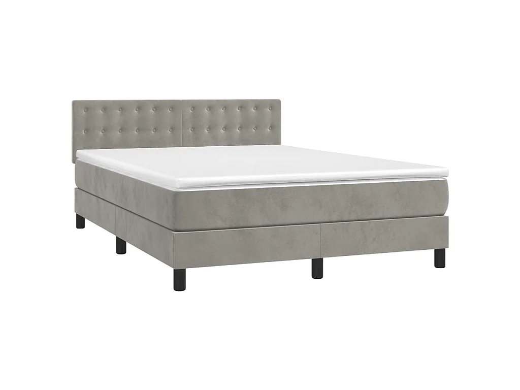 Giroletto a Molle con Materasso Grigio Chiaro 140x200cm Velluto