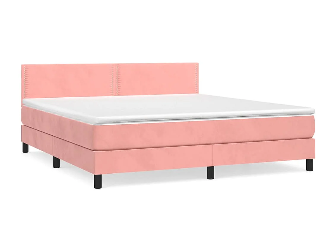 Cama box spring con colchón terciopelo rosa 180x200 cm