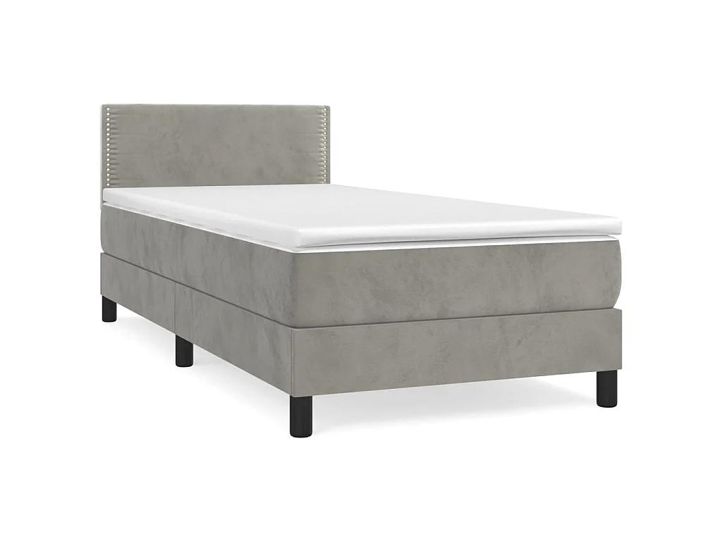 Boxspringbett mit Matratze Hellgrau 90x190 cm Samt