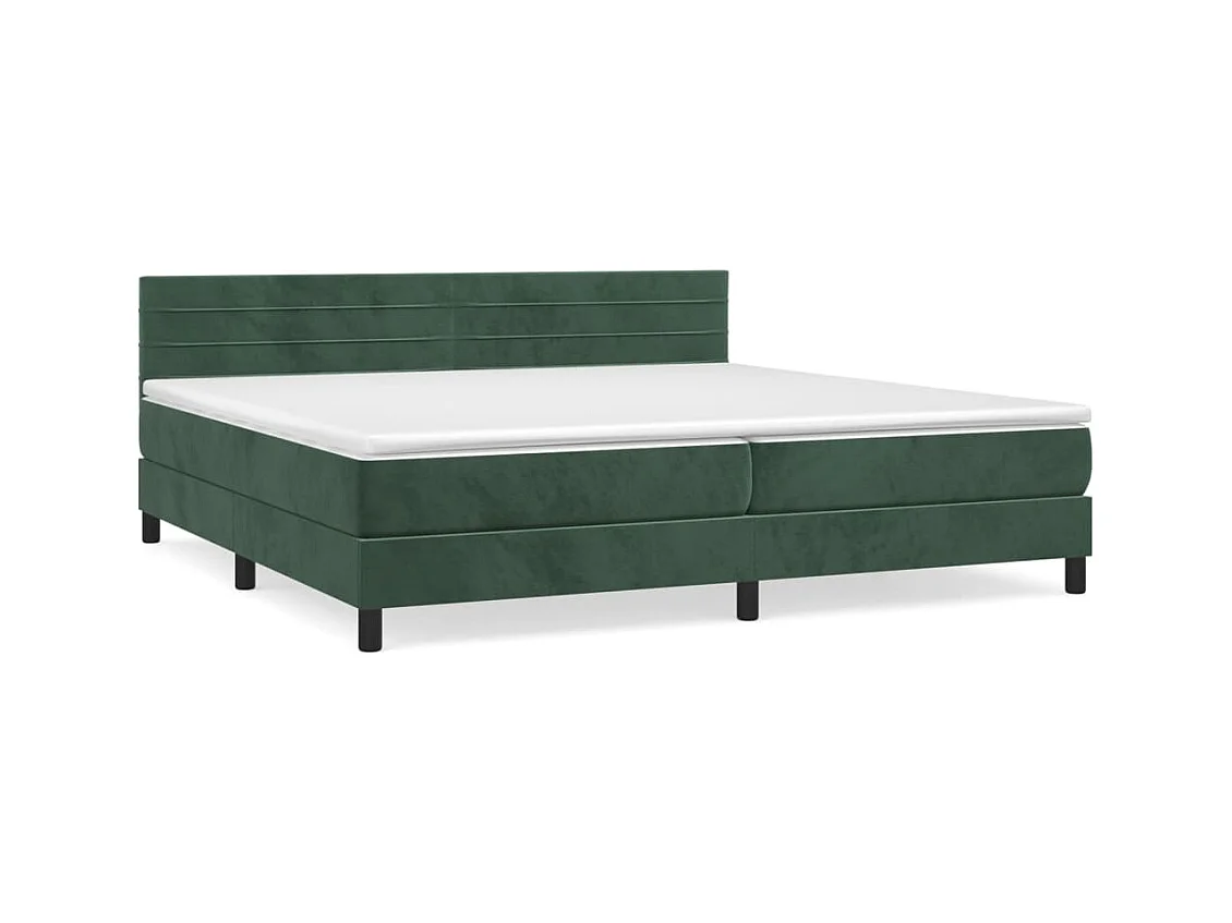 Cama box spring con colchón terciopelo verde oscuro 200x200 cm