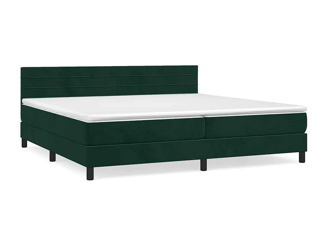 Giroletto a Molle con Materasso Verde Scuro 200x200 cm Velluto