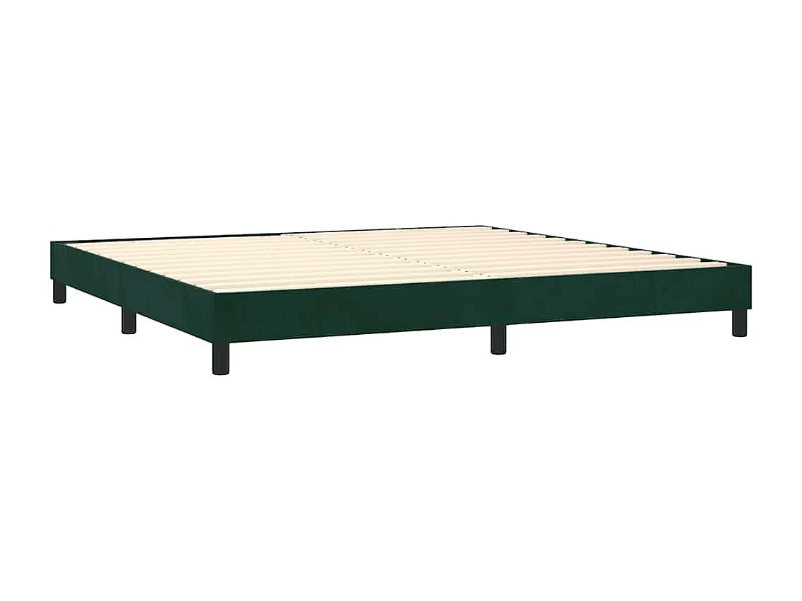 Giroletto a Molle con Materasso Verde Scuro 200x200 cm Velluto