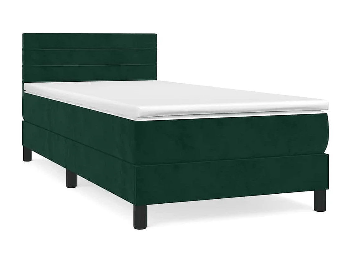 Boxspringbett mit Matratze Dunkelgrün 90x190 cm Samt