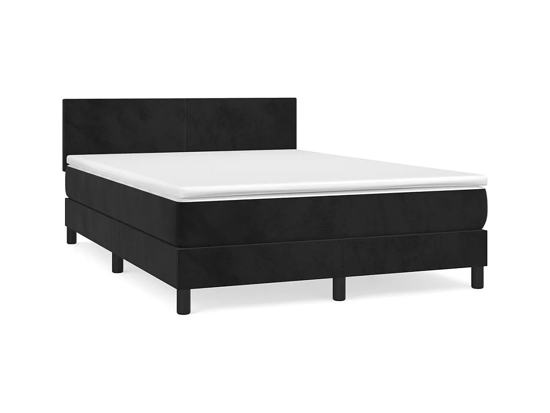 Sommier à lattes de lit avec matelas Noir 140x200 cm Velours