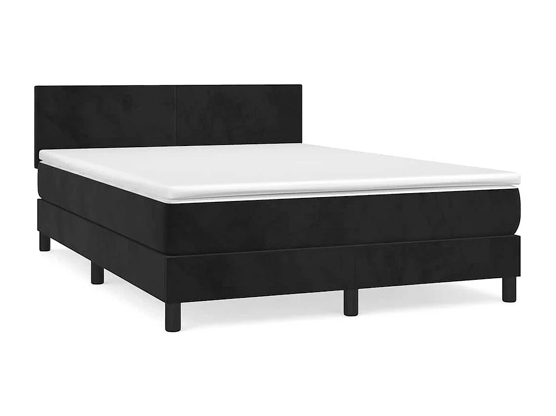 Sommier à lattes de lit avec matelas Noir 140x200 cm Velours