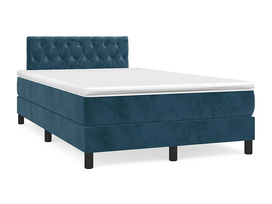 Boxspringbett mit Matratze Dunkelblau 120x200 cm Samt